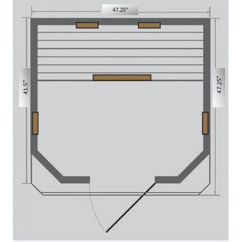 Image of SunRay Sauna 2 Person Hemlock Sauna w/Ceramic Heaters - HL200W Heathrow