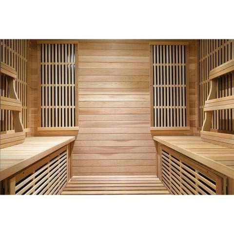 Image of SunRay Sauna 4 Person Cedar Sauna w/Carbon Heaters/Side Bench Seating - HL400KS Roslyn