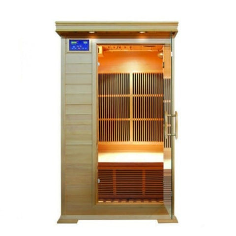 Image of SunRay Sauna 1 Person Hemlock Sauna w/Carbon Heaters - HL100K2 Barrett