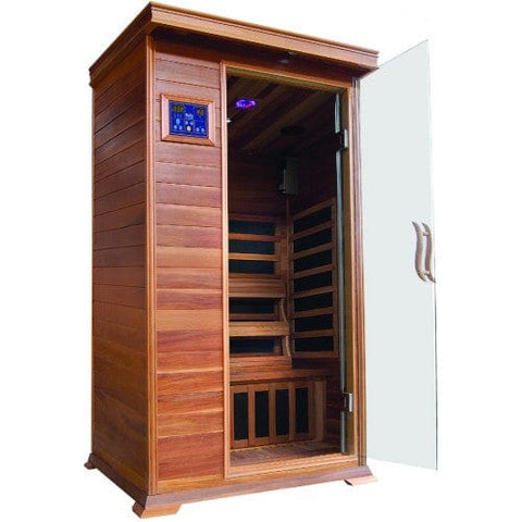 Image of SunRay Sauna 1 Person Cedar Sauna w/Carbon Heaters - HL100K Sedona